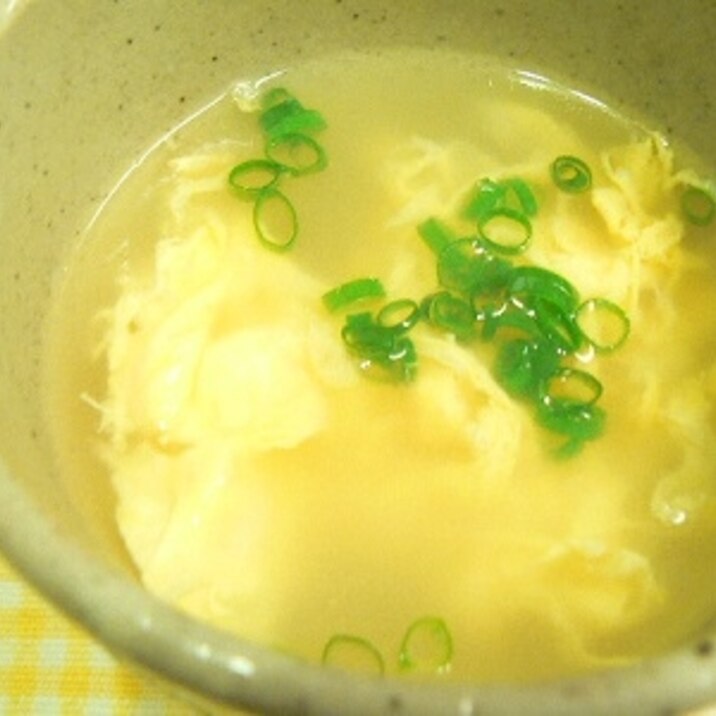 鶏つくねの茹で汁で作るかきたまスープ